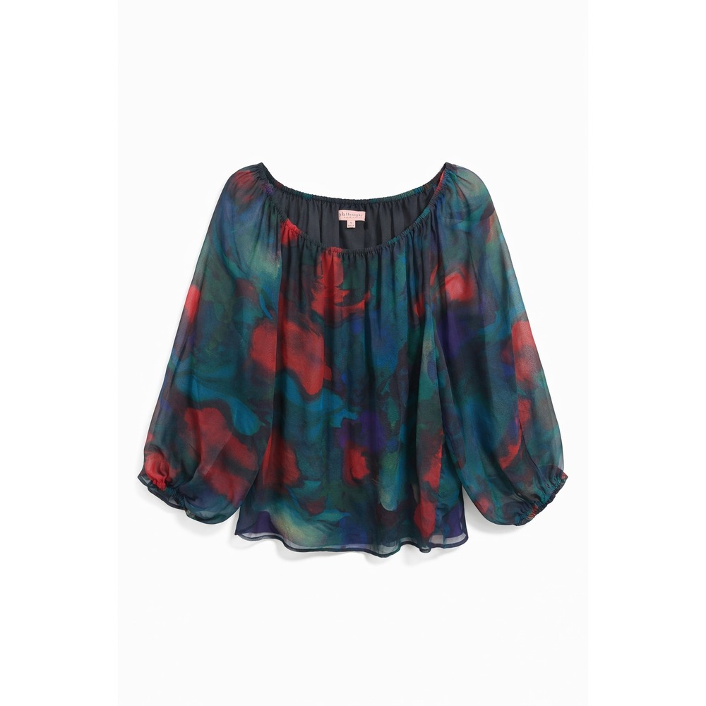 Philosophy 1X Sheer Abstract Blouse Whimsigoth Dark Academia Top‎ Moody Artsy